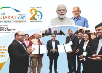 Indus University enters into MoUs worth Rs 151 Cr with the GoG at the 10th Vibrant Gujarat Summit – realising the call “Ramshe Gujarat-Jeetshe Gujarat”