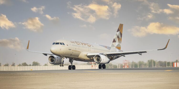 A320 landing into Abu Dhabi airport.