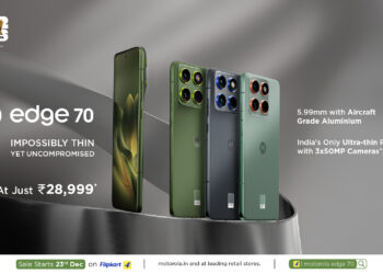 Motorola launches edge 70 in India – The highly anticipated no-compromise ultra-thin phone with stunning design, three versatile 50MP Cameras, up to 40^ hours of battery life, military grade durability and more at just ₹28,999