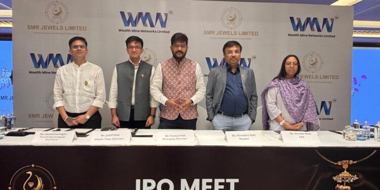 From L2R: Mr. Anand Lavingia - Practicing Company Secretary, SMR | Mr. Jainil Soni - Whole Time Director, SMR | Mr. Vismay Soni - Managing Director, SMR | Mr. Virendra Soni – Mentor, SMR | Ms. Drashti Modi – CFO, SMR